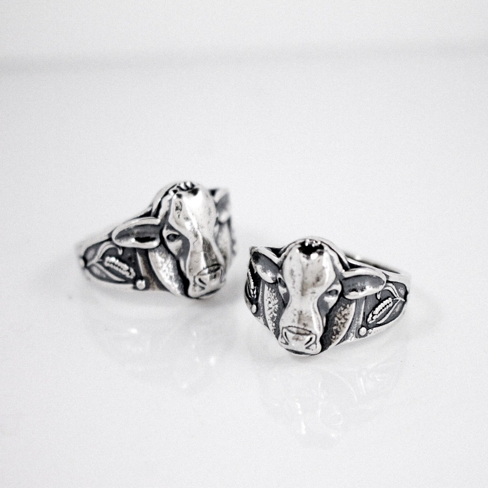 Sterling Silver Cow Head Ring GRIT TRADE CO.
